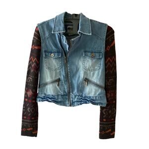 Vintage Billabong Jeans Jacket with Sweater Sleeves Size S